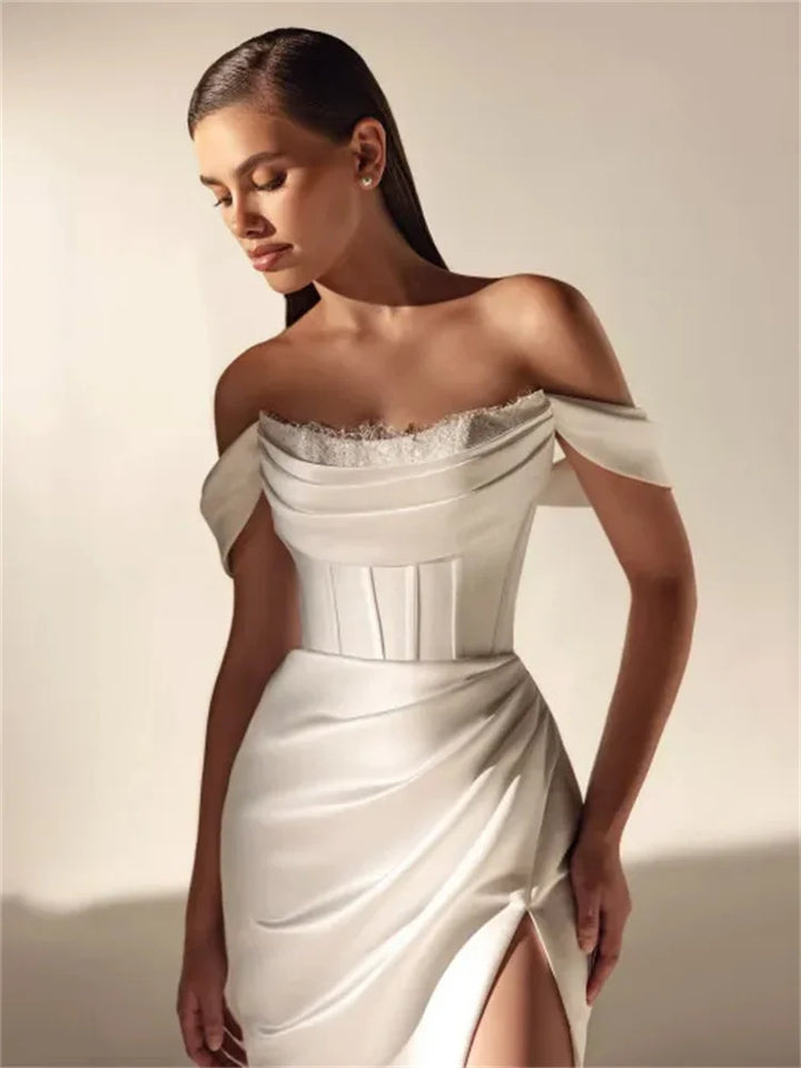 Delightful High Slit Wedding Dress