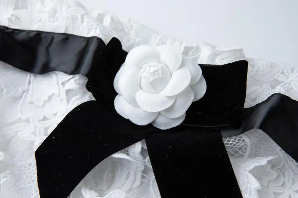 Fashionable High Waist Slim Lace Dress