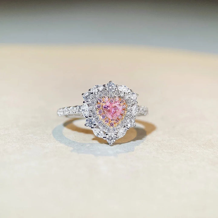 Luxury Peach Heart Powder Ring