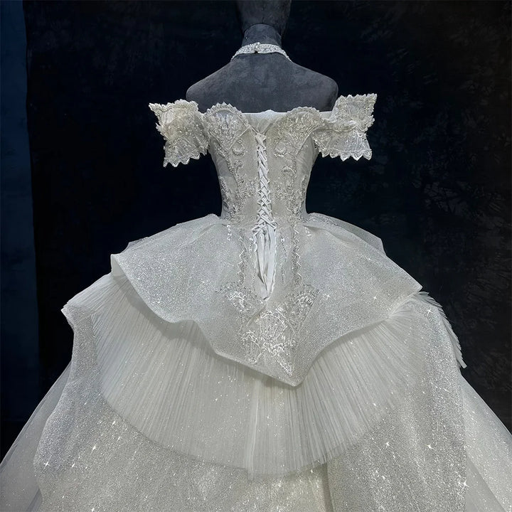 Court Train Organza Bride Dress