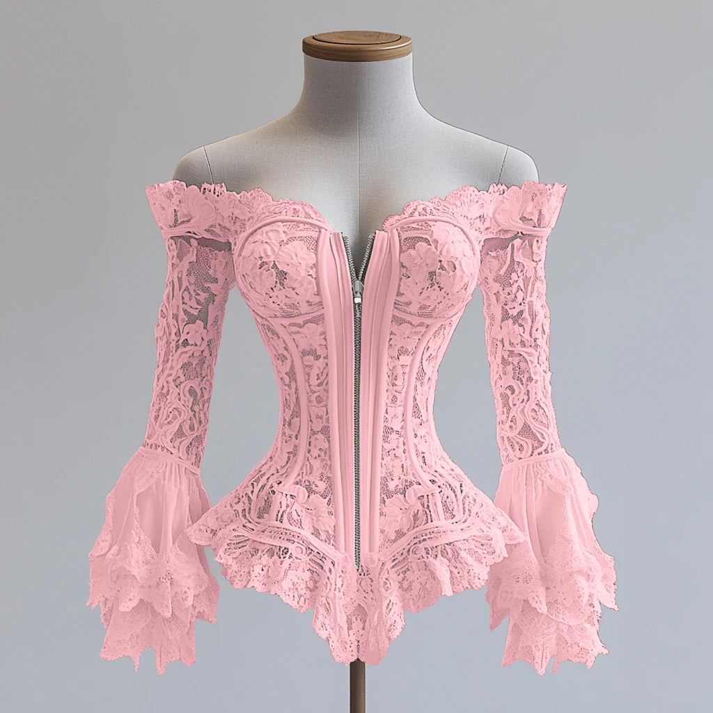 Elegant Neat Off-Shoulder Lace Blouse