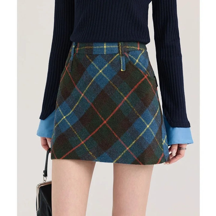 Luxury Plaid A-Line Mini Skirt