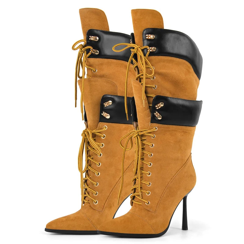 Smarty Lace-Up High Heel Boots