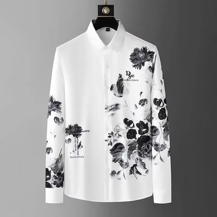 Luxury Flower Embellished Slim Fit Shirt
