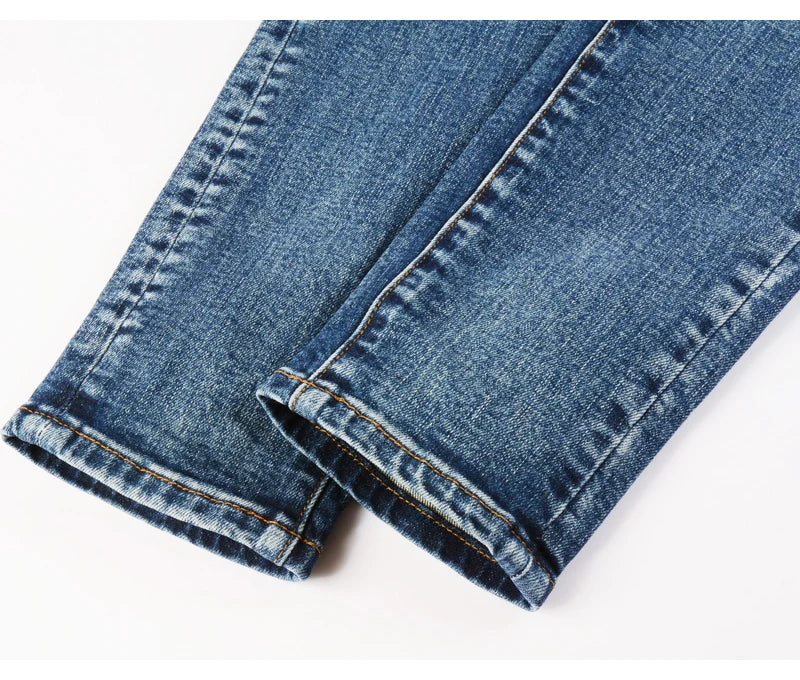 Sleek Patch Detail Slim Denim Jeans Pants