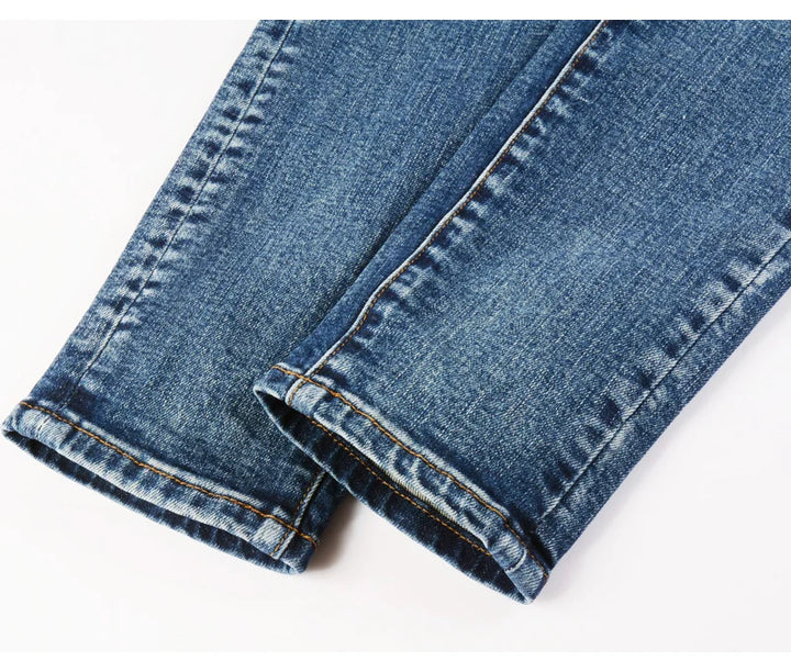 Sleek Patch Detail Slim Denim Jeans Pants