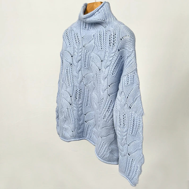 Stylish Hollow Twist Wool Sweater