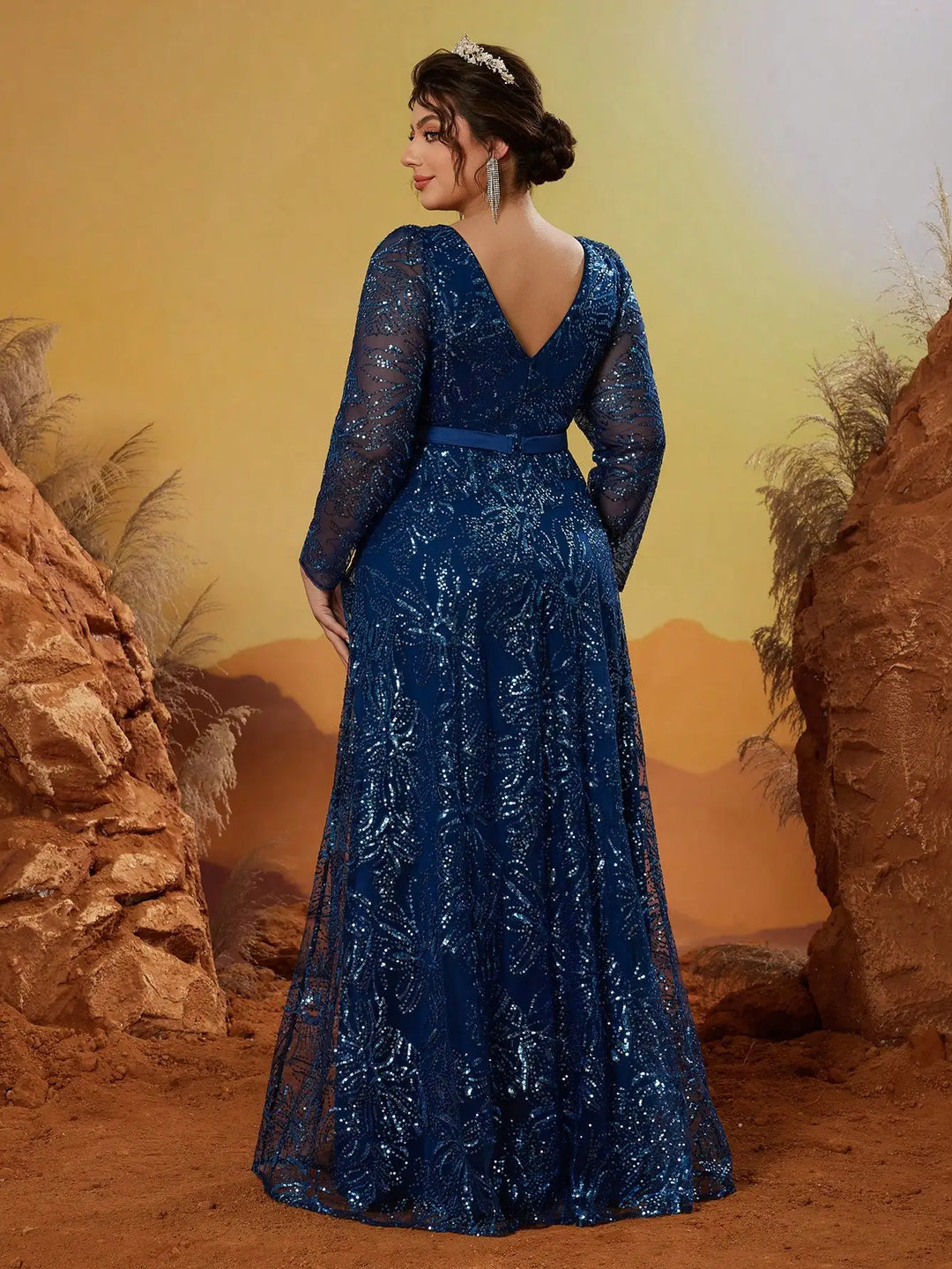 Luxury Embroidered Sequins Evening Dress