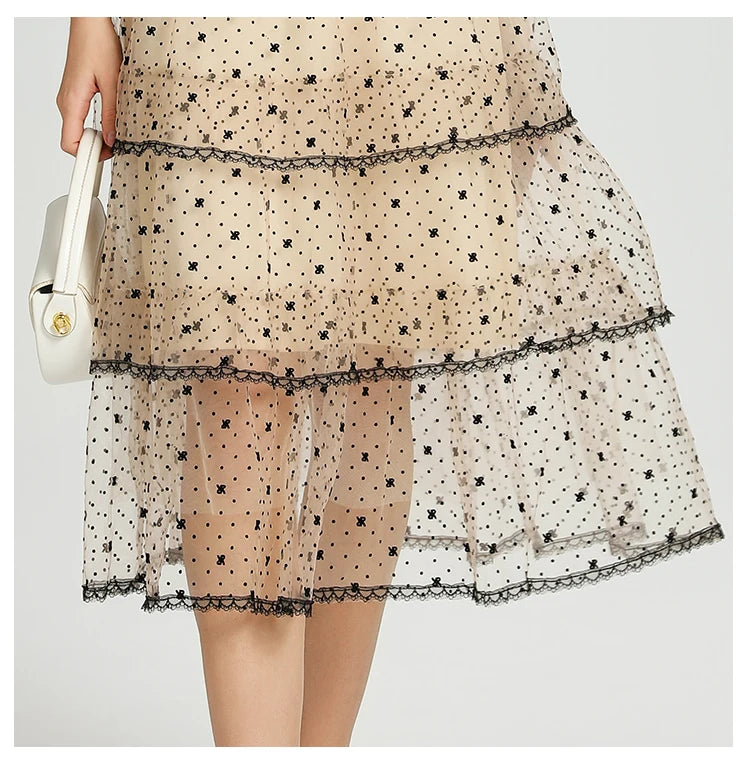 Mesh Sweet Polka Dot Formal Dress