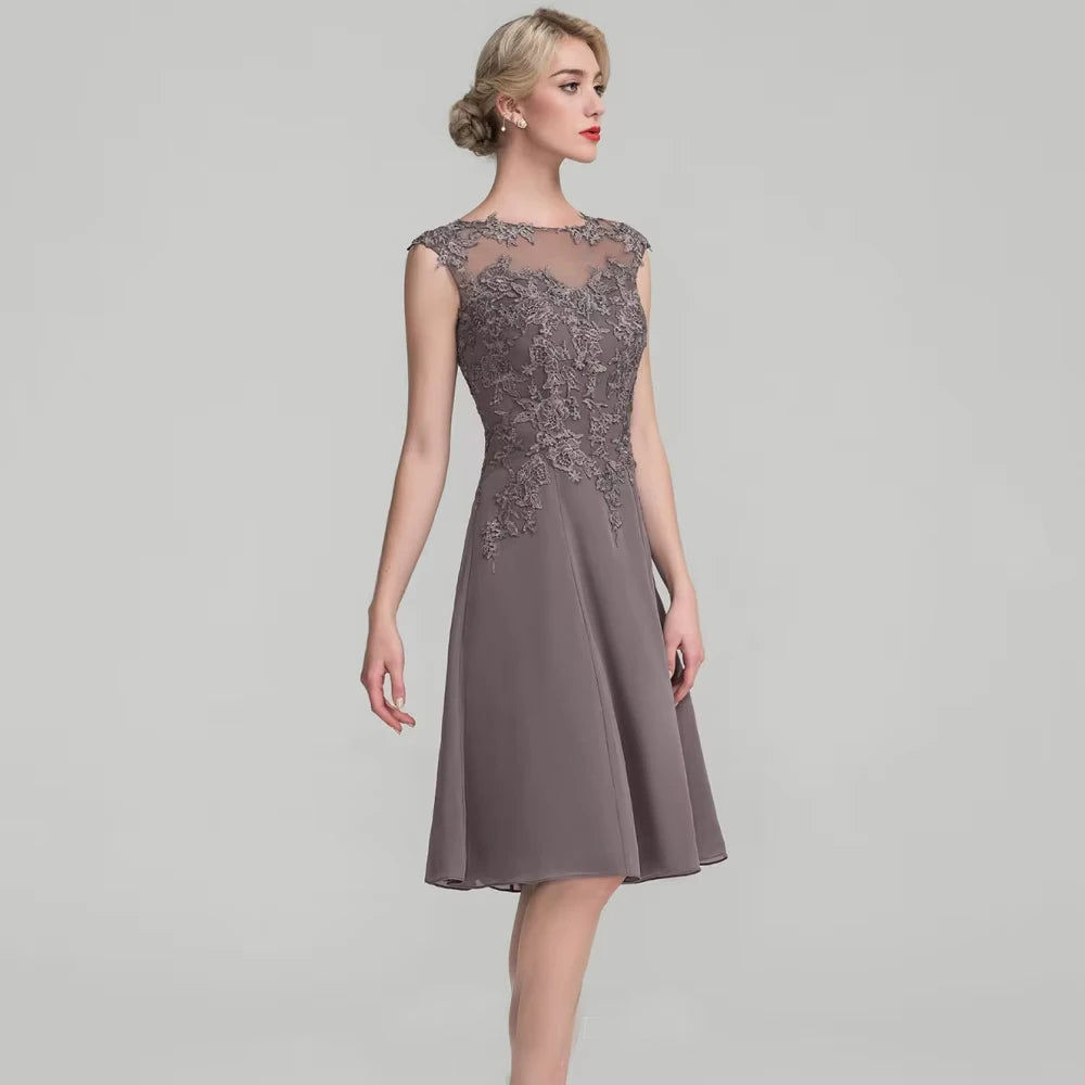 Elegant Applique Cap Sleeve Mother Of Bride Dress