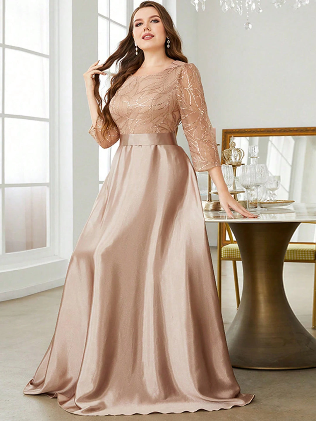Alluring Satin Plus Size Formal Dress