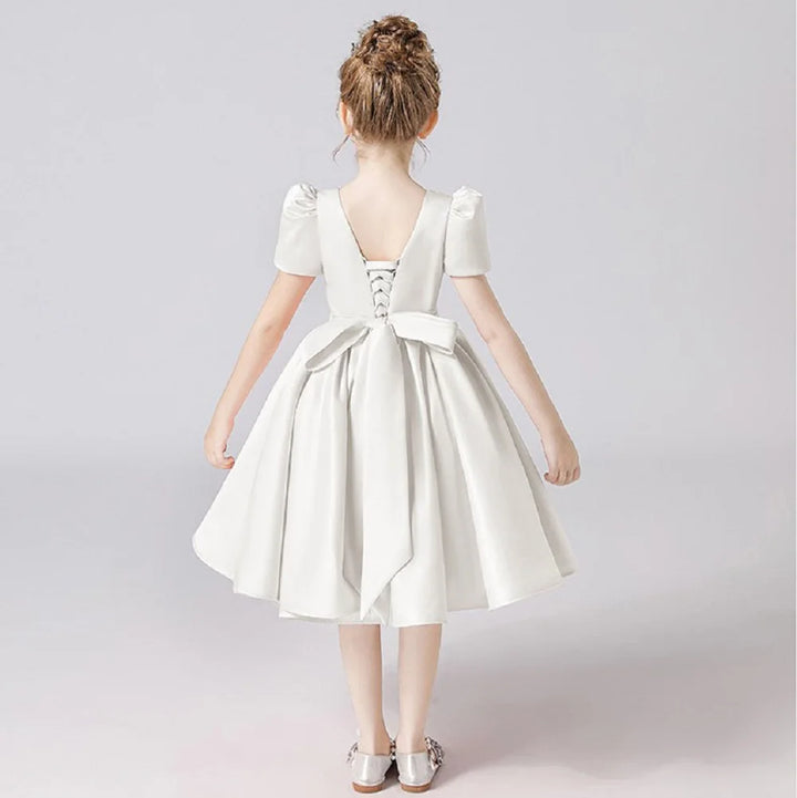 Elegant Square Collar Girl's Evening Dress