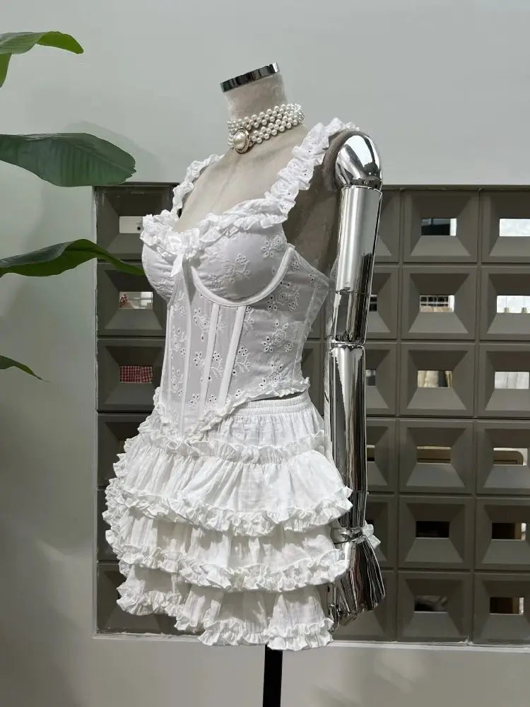 Graceful Belted Three-Piece Short Skirt Dress
