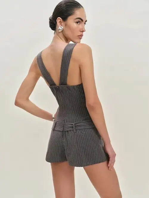 Stunning Striped Suspender Mini Dress