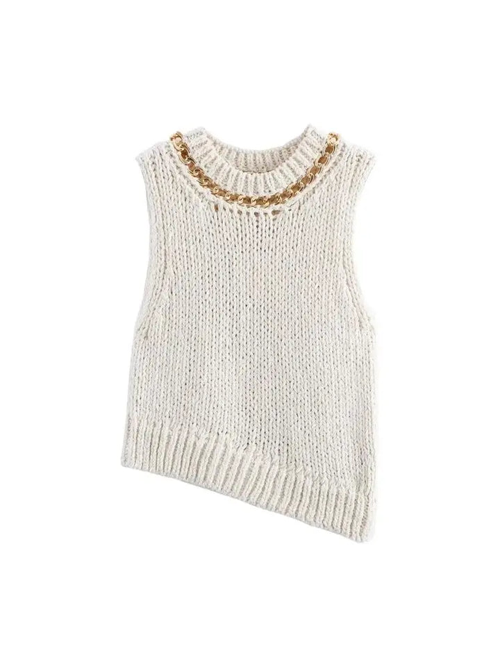 Fashionable Asymmetric Knit Vest
