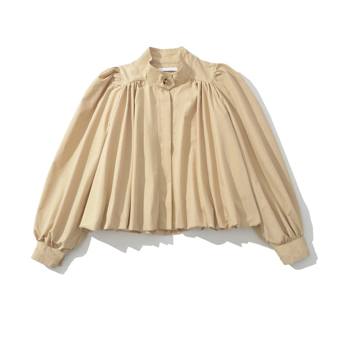 Sweet Stand Collar Pleated Blouse