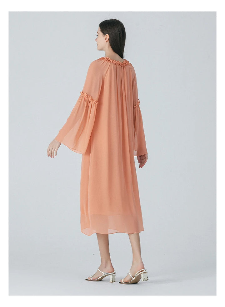 Era Of Pleated Edge Silk Dress