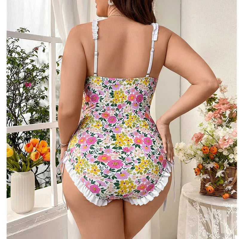 Elegant Floral Monokini Bathing Suit