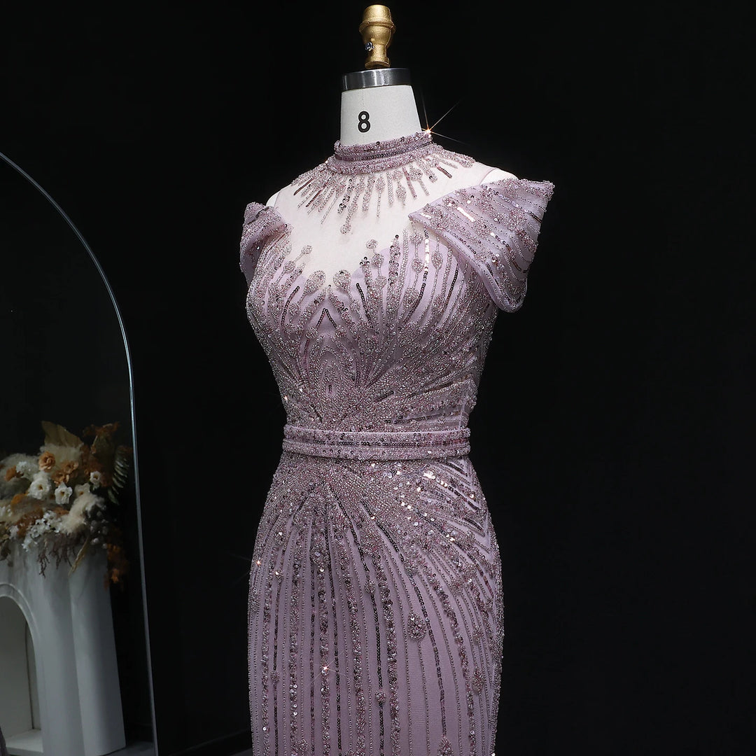 Lovely High Neck Arabic Party Prom Dress