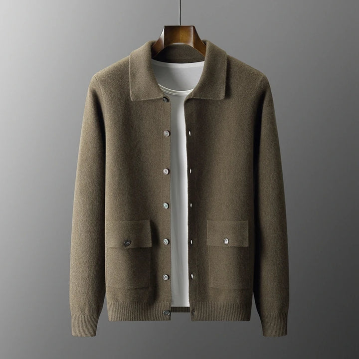 Polo Neck Wool Cardigan