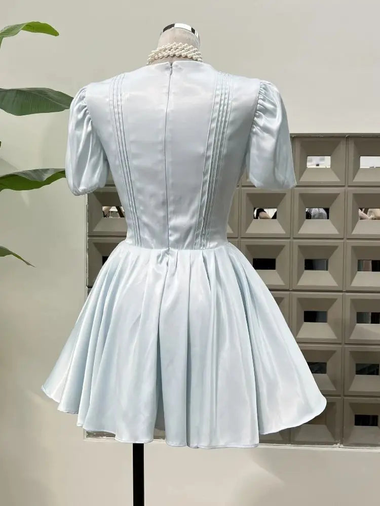 Stylish Satin Low Cut Mini Cocktail Dress