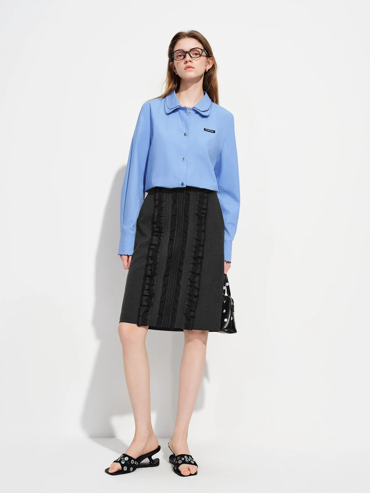 Charming Lace Trim Midi Skirt