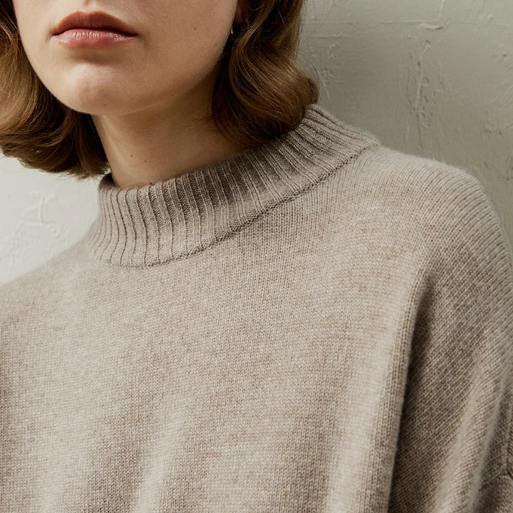 Ribbed Collar Soft Wool Cashmere Sweater