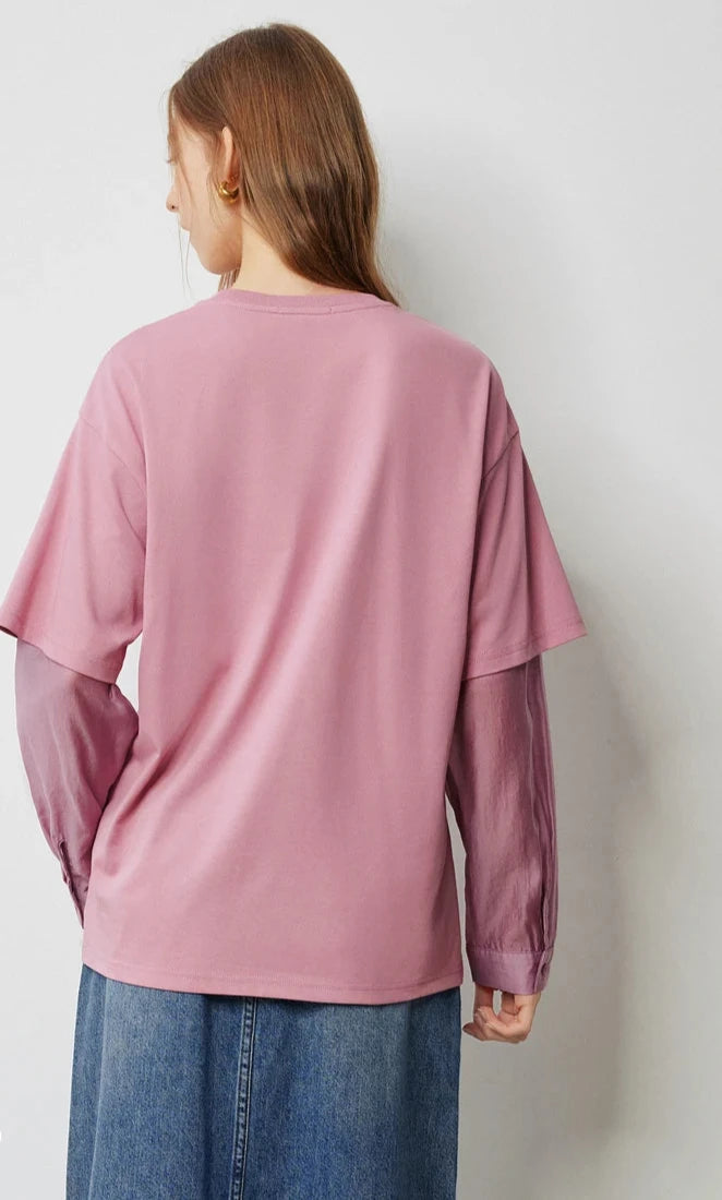 Embroidered Round Neck Loose T-Shirt