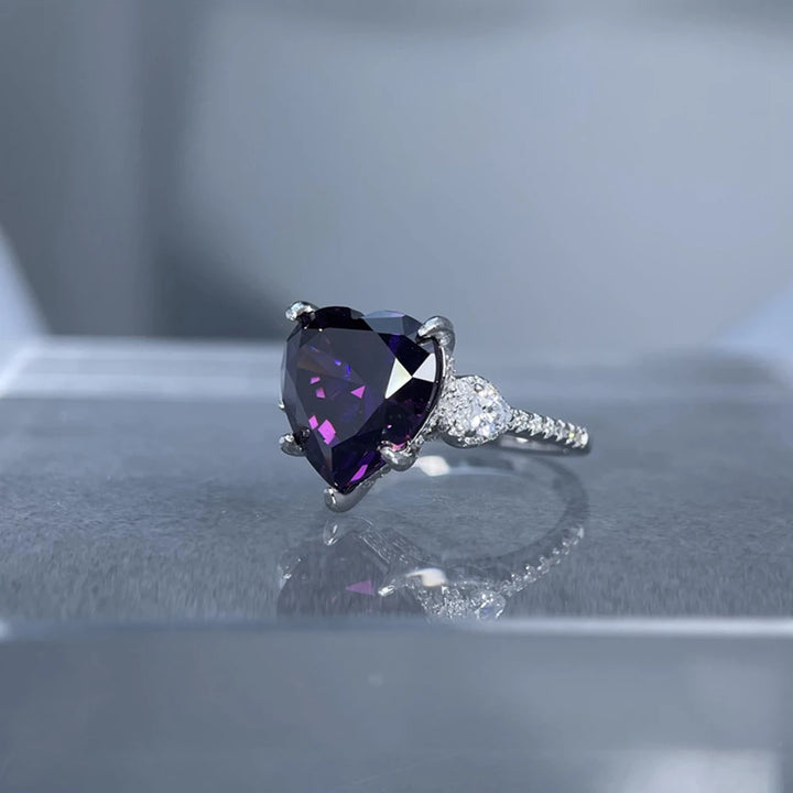 Fine Amethyst High Carbon Diamond Ring