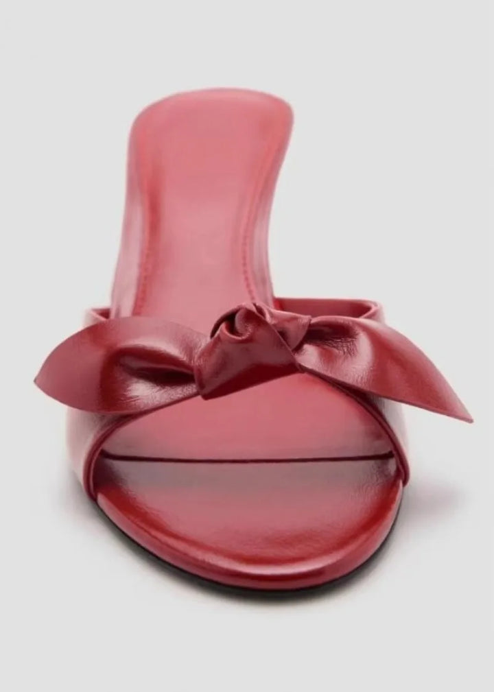 Elegant Bowknot Thin Heel Slippers