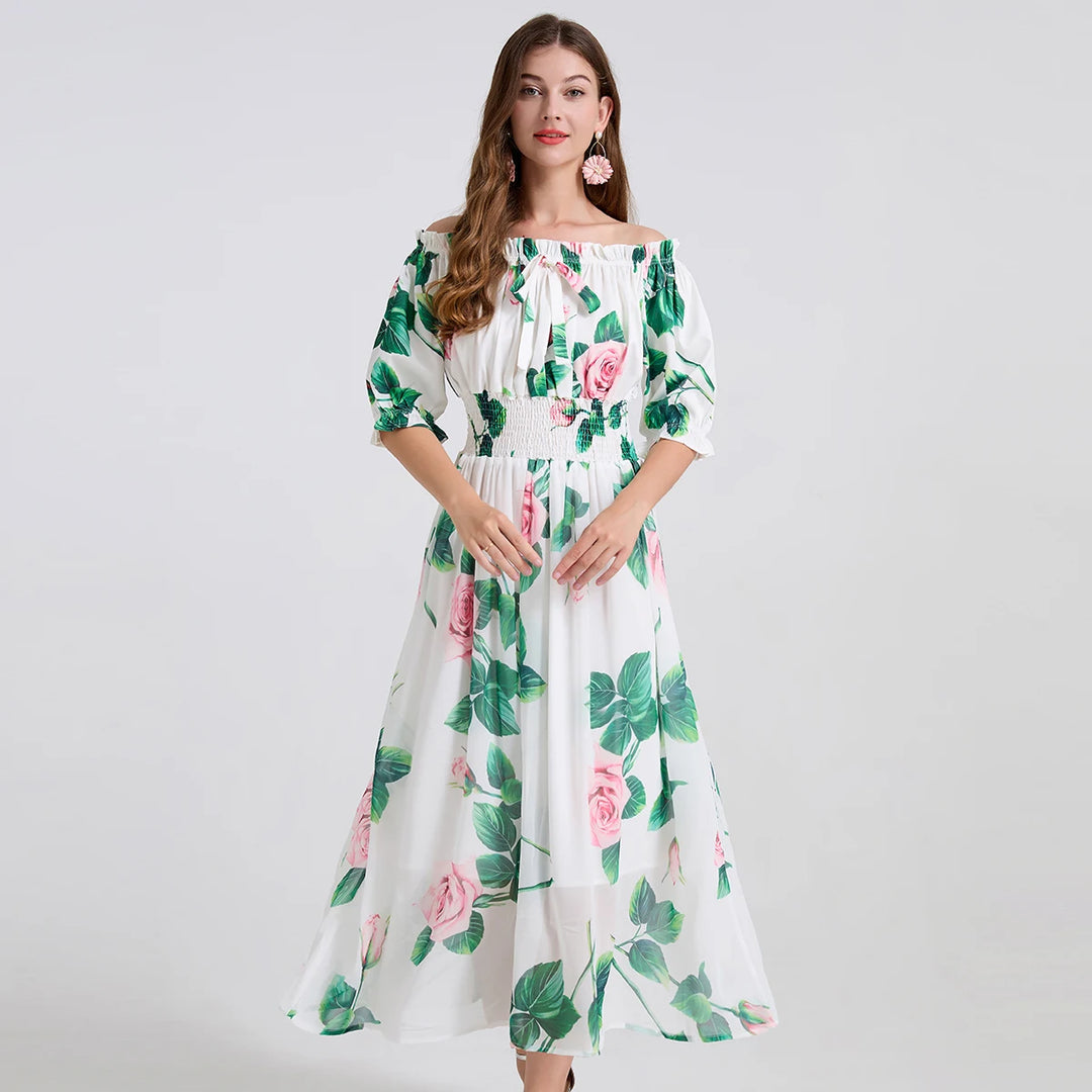 Charming Flowy Chiffon Midi Dress