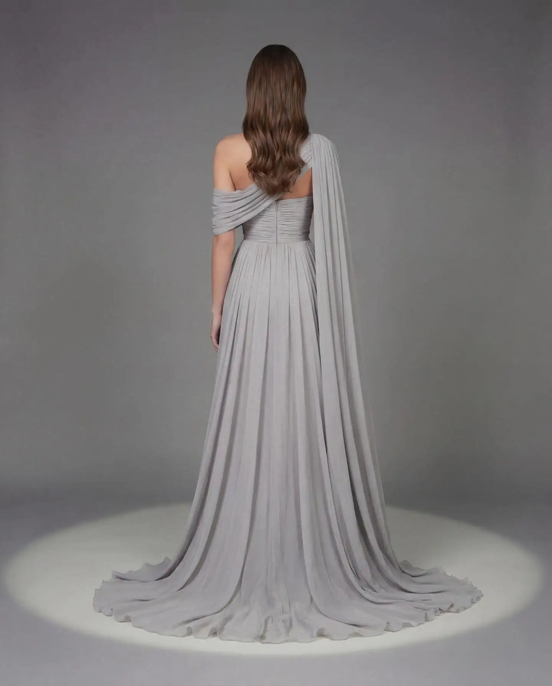 Elegant Draped High Split Evening Gown