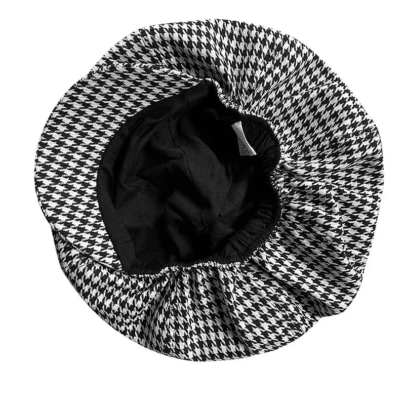 Classic Houndstooth Octagonal Beret Hat