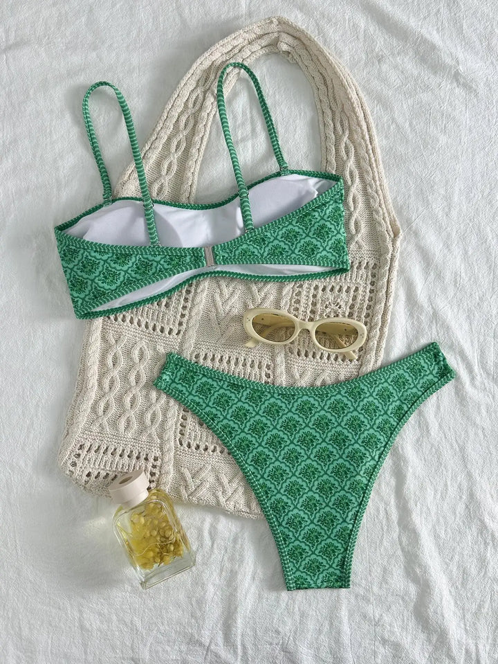 Lovely Floral Pleated Padded Swimwear