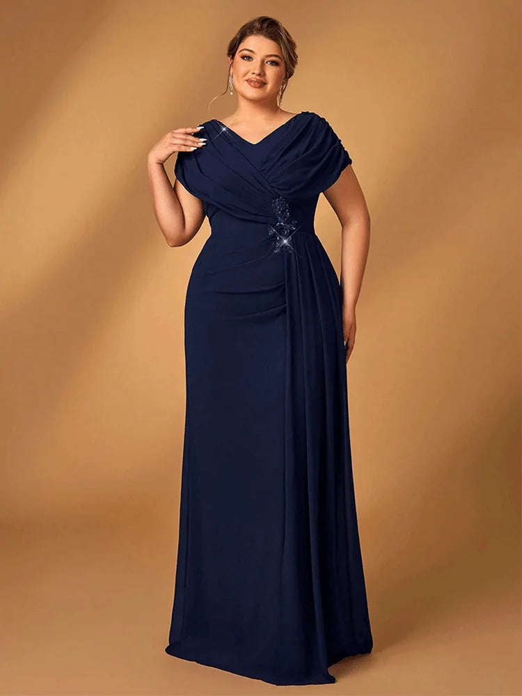 Shiny Chiffon Plus Size Women's Evening Gown