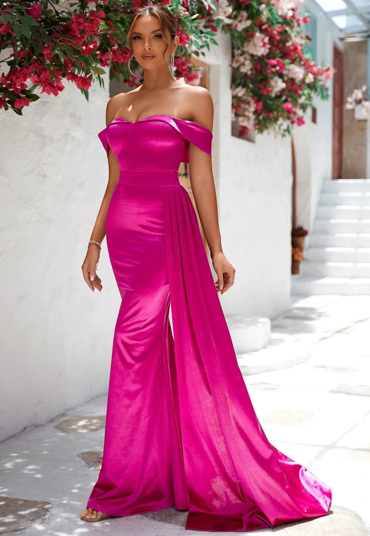 One-Line Neck Maxi Dress