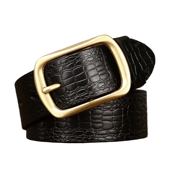 Premium Brass Buckle Cowhide Leather Belt