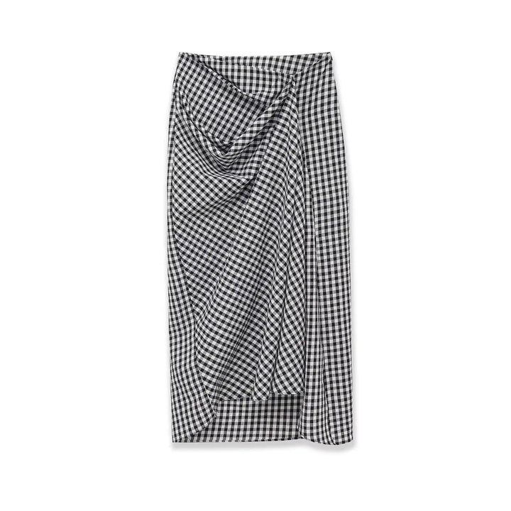 Luxury Draped Plaid Vintage Style Skirt