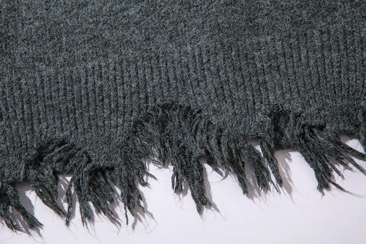 Comfortable Frayed Hem Ripped Knit Sweater