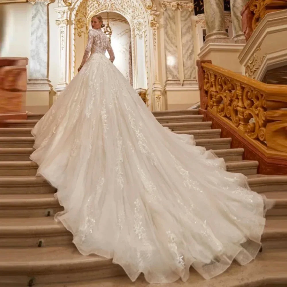Lovely Appliqued A-Line Bridal Dress
