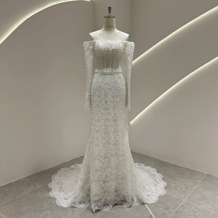 Wonderful Off Shoulder Wedding Gown