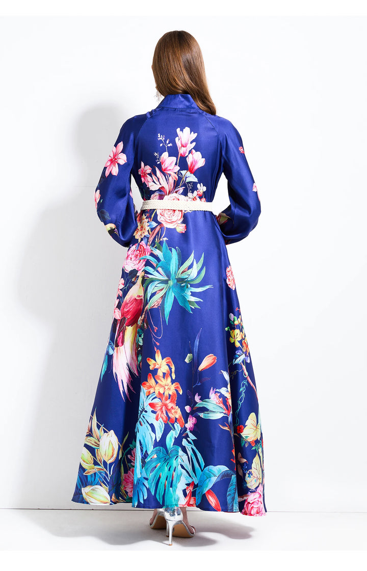 Regal Stand Collar Maxi Gown