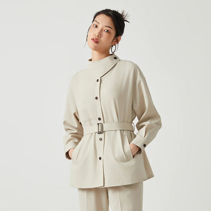 Sophisticated Warm Wool Slim Trench Coat