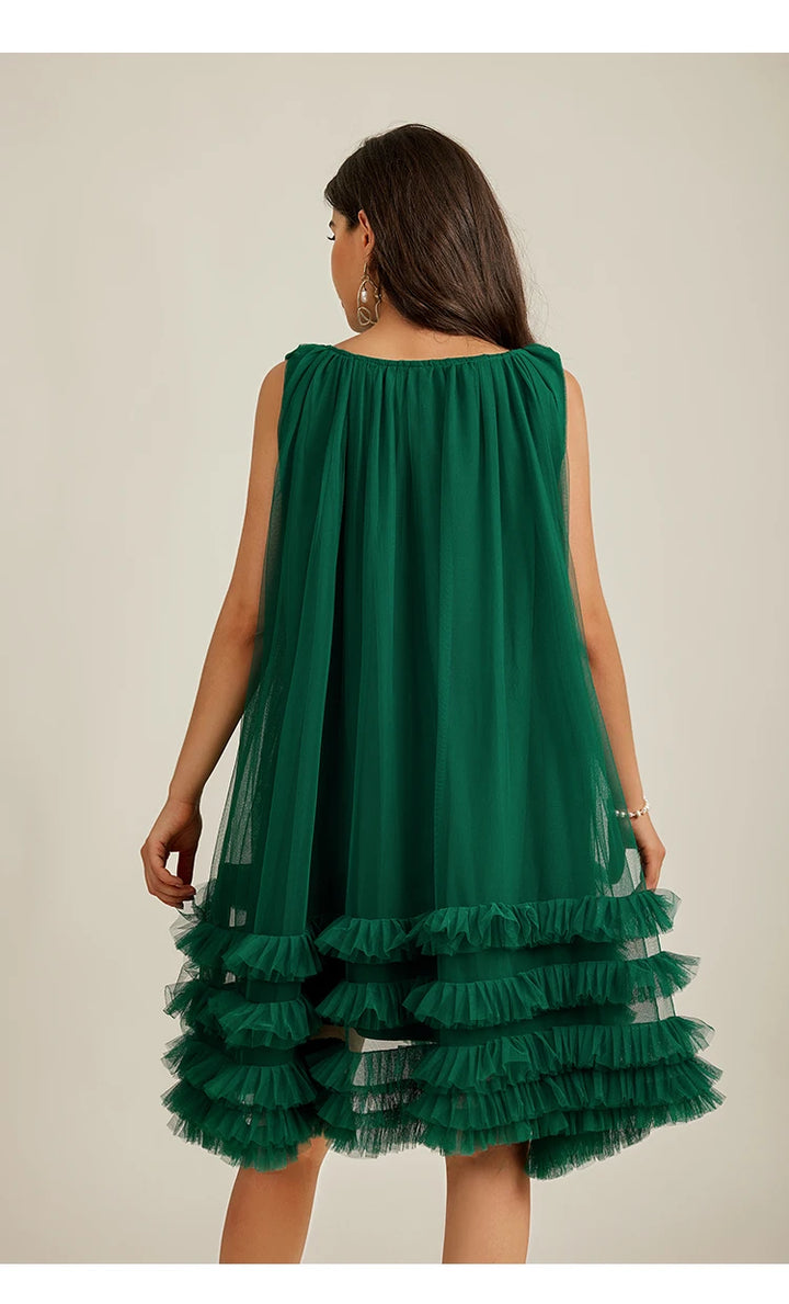 Fluffy Mesh Ruffles Party Dress