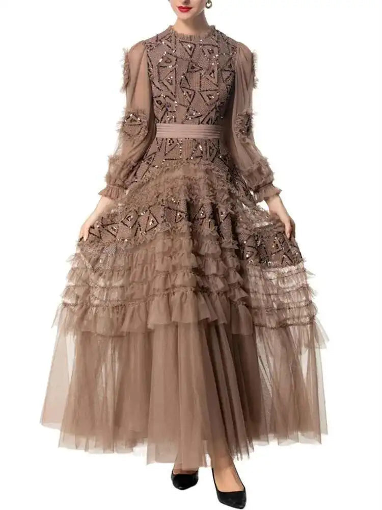 Sequins High Waist Midi Party Dress
