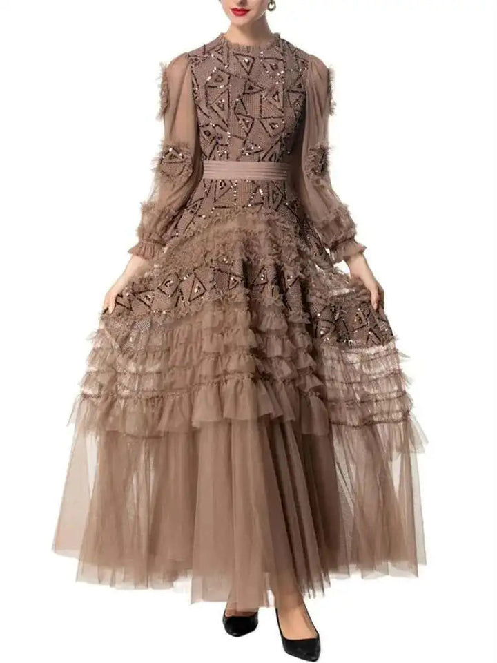 Sequins High Waist Midi Party Dress