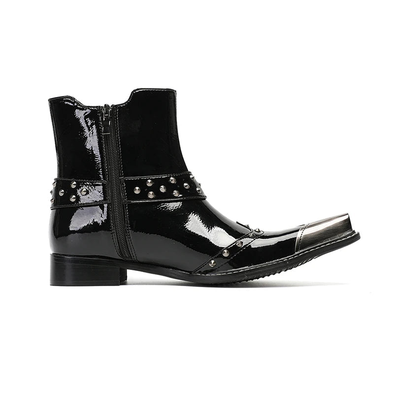 Sleek Iron Toe Handmade Ankle Boots