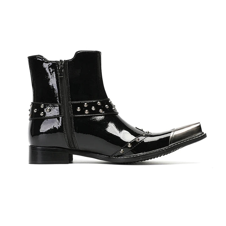 Sleek Iron Toe Handmade Ankle Boots