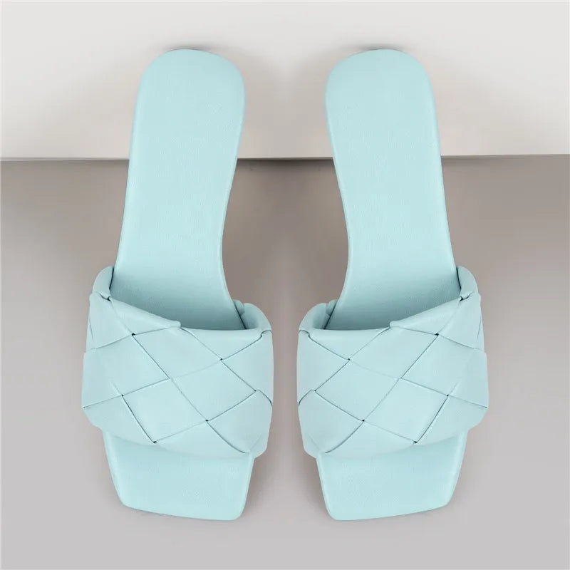 Peep Toe Slip-On Flat Sandals