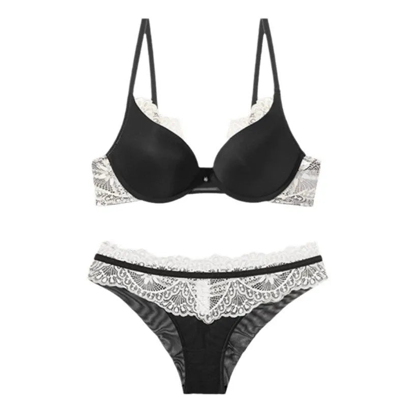 Shiny French Deep V Lingerie Set